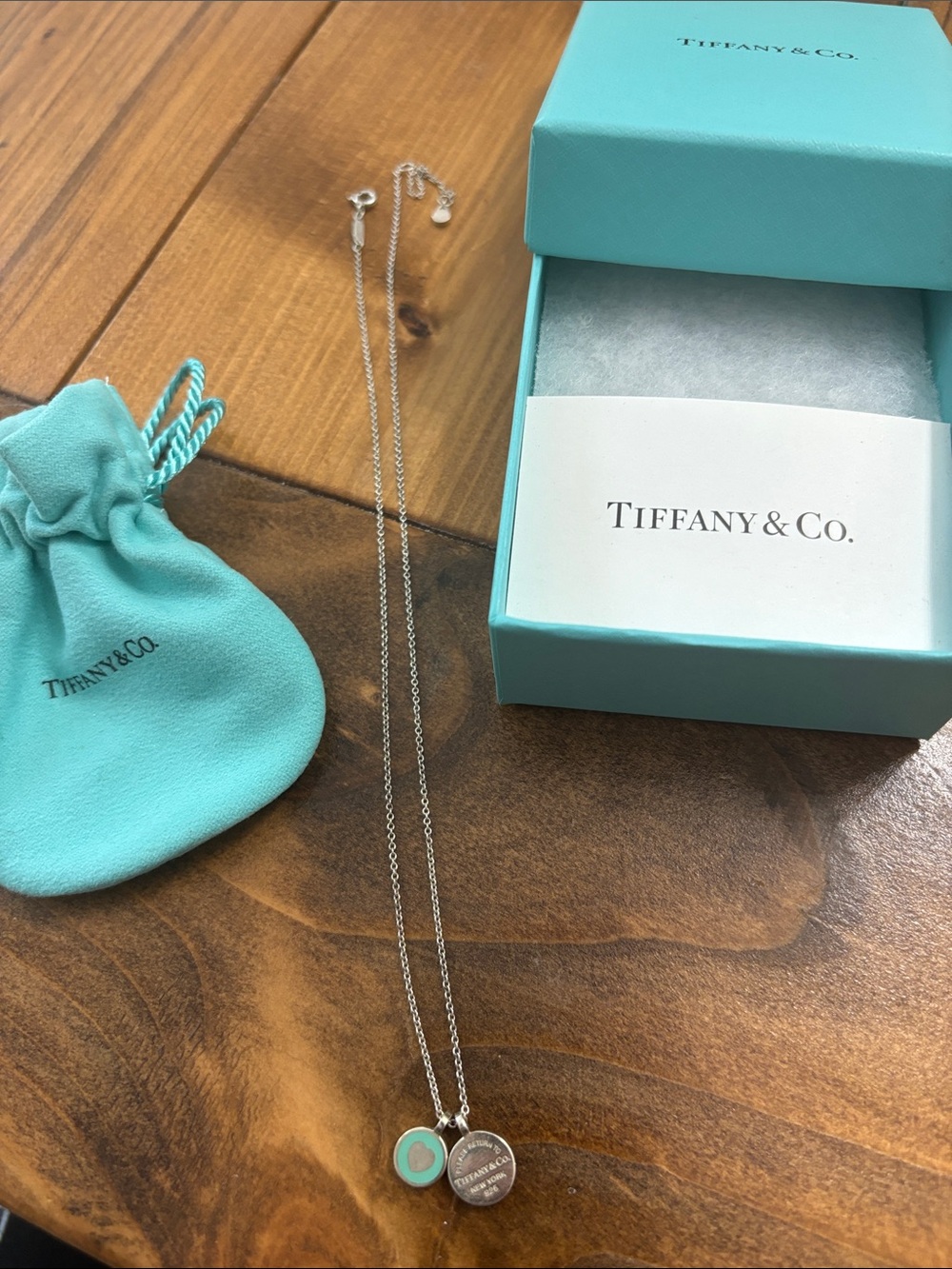 Tiffany & Co. Silver Necklace with Signature Tiffany Blue Accent